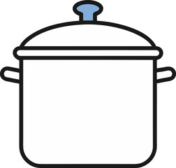 Cooking Pot Outline Color Vector