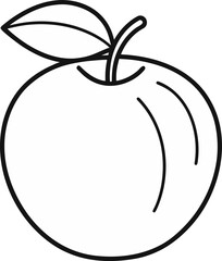 Nectarine Fruit Outline Color Vector