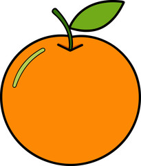 Tangerine Fruit Outline Color Vector