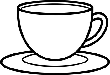 Tea Cup and Saucer Outline Vector