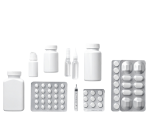 Assorted Medicine Containers and Dosage Forms Display