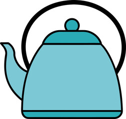 Tea Kettle Outline Color Vector