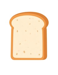 Cartoon-style slice of bread isolated on white background