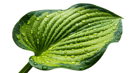 Green leaf with water droplets