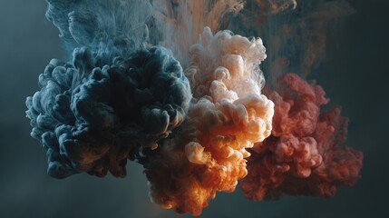 Colorful ink clouds in a dark background