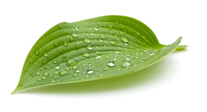 Green leaf with water droplets - Powered by Adobe
