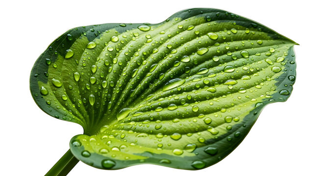 Green leaf with water droplets - Powered by Adobe