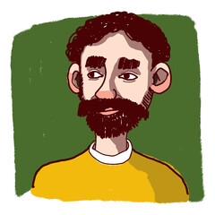 hand drawn illustration vector character bearded man