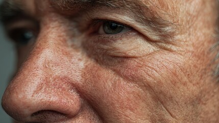 Detailed view of a possible facial skin lesion indicative of basal cell carcinoma seborrheic keratosis or a mole Dermatological assessment