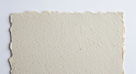 Vector illustration of a piece of handmade paper with a rough, deckled edge and a textured surface, isolated on white background