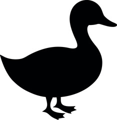 Black Color Duck Silhouette, Silhouette of a Duck Swimming in the Water,