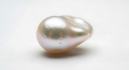 Vector illustration of a single, lustrous baroque pearl with iridescent overtones, isolated on a white background
