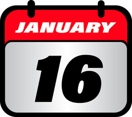 Calendar icon with number 16 concept for date, day, event, appointment, schedule, planning, reminder, or agenda vector illustration	