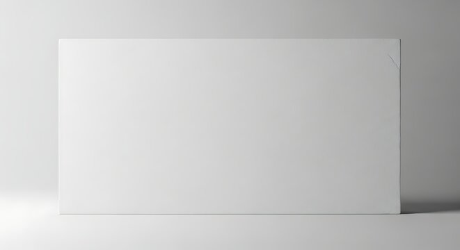 Vector illustration of blank white rectangular canvas leaning against a wall, isolated on white background