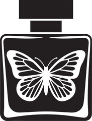 Black Perfume Bottle Silhouette with Butterfly Design Fragrance Elegant Cosmetic Product