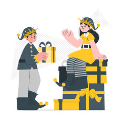 man and woman with a bag