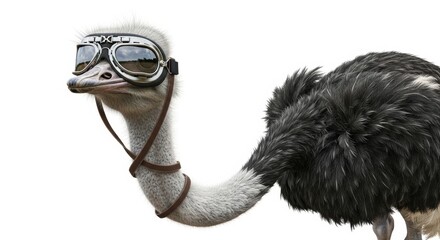 Ostrich Wearing Goggles Head Solid