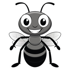 Black and white cartoon illustration of an animal with bold lines and simple shapes