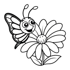 Whimsical black and white cartoon illustration with bold lines and simple shapes