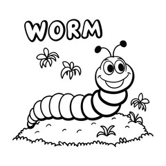 Black and white cartoon line drawing illustration with a simple clean design aesthetic