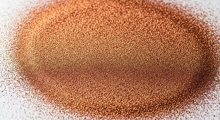 Vector illustration of a pile of fine copper glitter dust scattered on a white background, creating a shimmering and sparkling texture