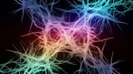 Abstract Colorful Microscopic Network of Fibers or Neurons. - Powered by Adobe