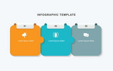 3 step paper infographic template vector element. Paper columns slide concept for workflow layout and presentation graphic 