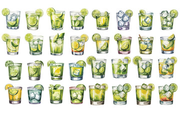 Refreshing lime cocktails assortment vibrant green drinks ready for enjoyment