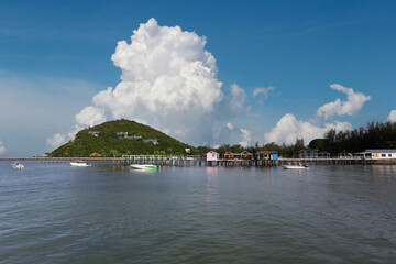View of the homestay on the coast of Samae San Bay.