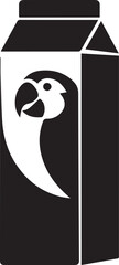 Tropical Beverage Carton Illustration featuring a Parrot Silhouette Iconographic Emblem