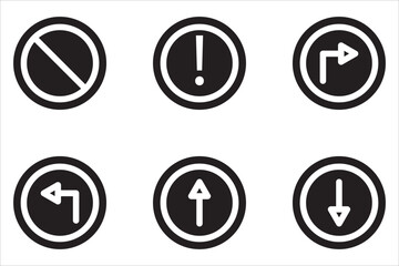 arrow set icon. warning, sign, stop, direction