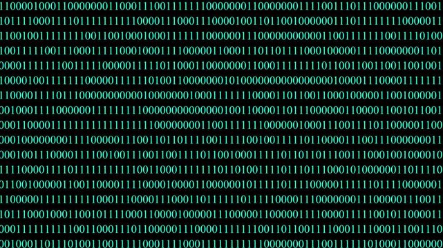 Digital binary code background. Loop animation, digital binary data on computer screen loopable