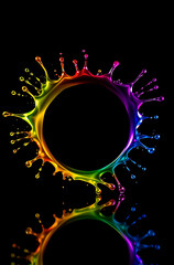 Vivid Rainbow Splash in Shape of a Flower &ndash; Modern Abstract Art Design