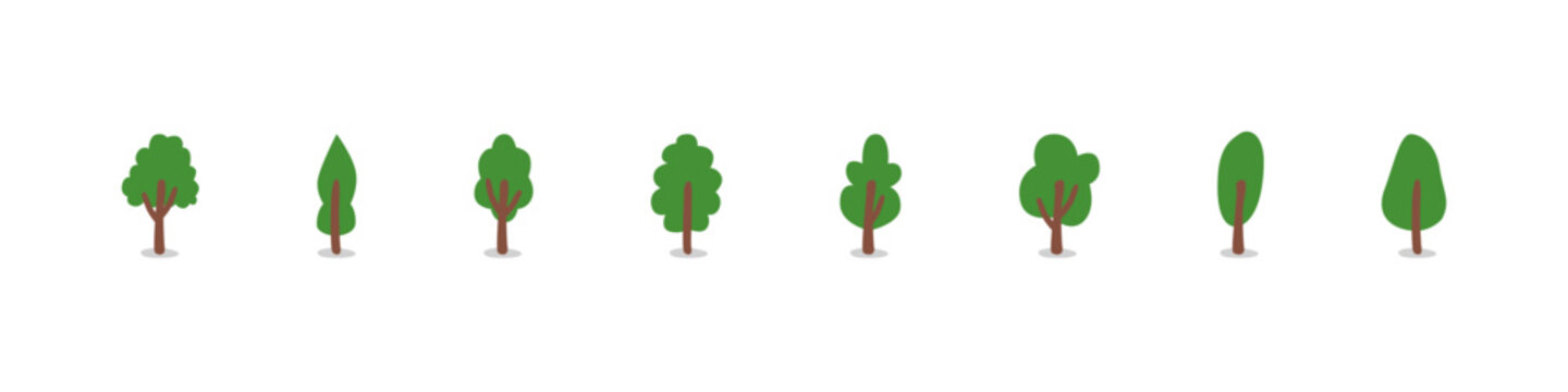Tree icon sign. Green tree vector set. Forest park isolated vector set.