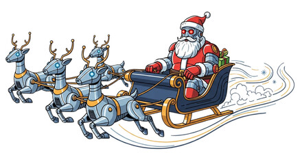 High-Tech Robot Santa Claus, Digital Festive Santa, AI Christmas Automation, Modern Holiday Robot
