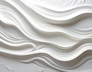 Obraz premium Flowing, abstract composition of undulating, white, textured surfaces