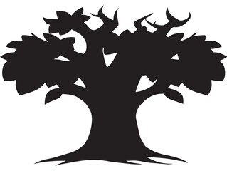 Majestic baobab tree silhouette drawn in elegant 2D vector lines