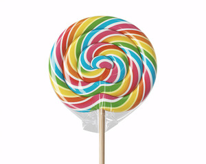 Vibrant rainbow swirl lollipop brings sweet joy and colorful delight, perfect for any celebration or fun marketing campaign