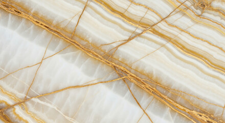 Obraz premium Elegant white marble surface with golden veins creating a luxurious natural stone pattern