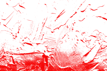 Abstract red texture with rough brush strokes and distressed effect, isolated on white background