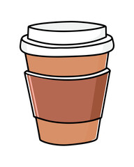 Disposable paper coffee cup isolated on white background