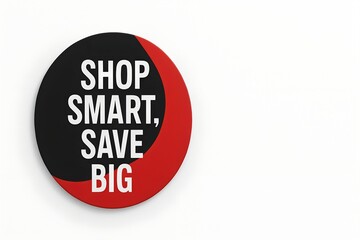 Oval shaped badge with text shop smart save big isolated on white background