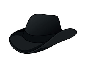 Black boy hat isolated on white background, a classic western felt fashion accessory