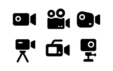 Minimalist camera icons set: flat design for multimedia projects