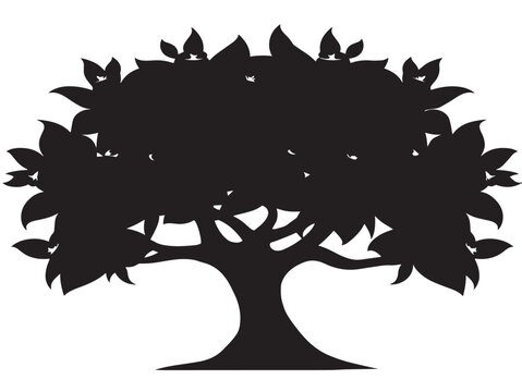 Exotic ebony tree design elegant natural 2D vector line artwork