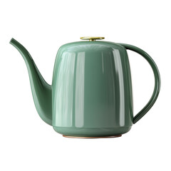 Obraz premium Sleek modern green metal watering can with gold accents isolated on a transparent background image