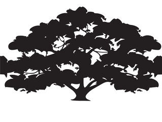 Flowering jacaranda tree illustration in elegant 2D vector line art artwork  