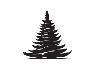 Decorative larch pattern tree icon in refined 2D vector line art format  