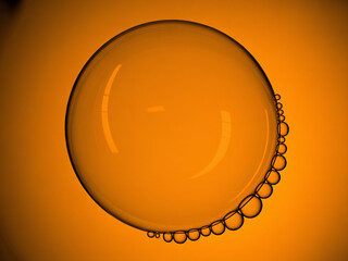 Captivating macro view of glistening bubbles with warm amber tones creating an abstract, futuristic, or scientific aesthetic for dynamic backgrounds.