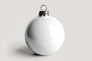 Elegant white Christmas ornament with golden cap, isolated on a clean background, creating a festive and minimalist holiday scene.